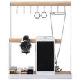 thumbnail image 3 of Jewelry Stand with Wooden Tray for Rings and Hooks for Storing Necklaces, Bracelets, Rings, Wa, 3 of 5