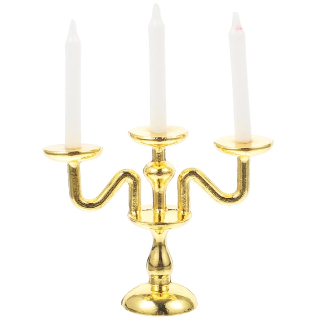 MasteelfCA Miniature Three-head Candle Stick Model Miniature Candle Holder Model Mini House Accessories