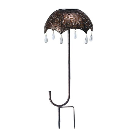 

Solar Light Iron Landscape Lamp Umbrella Shape Hollow Out Garden Decor Rustproof