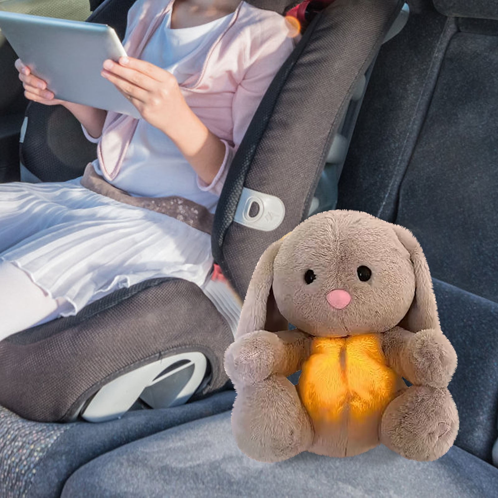 JSCDRPDWL Baby Soother Cry Activated Sensor Toys,Heartbeat Bunny for Babies,Plush Stuffed Animal for Newborn Infants Baby Toy Vibrating with Mom’s Heartbeat,Baby Shower Gifts for Girls and Boys