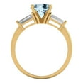 thumbnail image 4 of 2 ct Round Cut Natural Aquamarine 3 Stone 18K Yellow Gold Womens Engagement Ring, 4 of 5