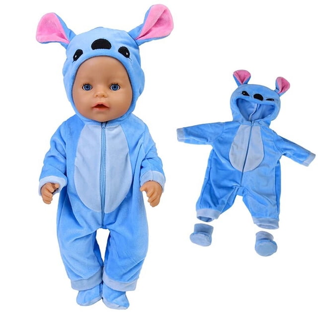 Ropa para muñecas de 43cm y 18 pulgadas, pijama unido con sombrero para muñeca Bjd 1/4, bebé Reborn, regalos de Festival de cumpleaños para niños