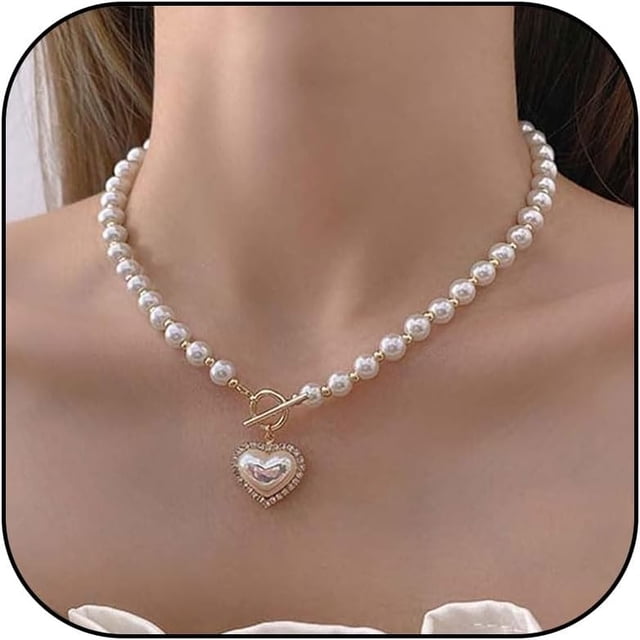 Colliers pour Femmes Collier de Perles pour Femmes Collier Charme Collier Ras du Cou Collier de Perles Collier de Mariage Bijoux de Bal Cadeaux Tendance pour Femmes