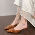 thumbnail image 4 of CHICVOMEY Women's Kitten Heel Mules - Pointed Toe Slip-On Dress Shoes with Bow for Wedding Work Evening  Mules for Women, 4 of 7