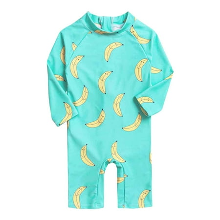 Bnwani Up To 50% Off Children s Baby Kids Long-sleeved Zippered Swimsuit Child s One-piece Print Swimwear Size 2-3 T