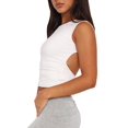 thumbnail image 3 of Womens Summer Tank Tops Sleeveless Crewneck Knit Slim Fitted Side Ruched Casual Basic Shirt White L, 3 of 9