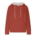 thumbnail image 4 of BODOAO Womens Hoodies Sweatshirts Hoodies for Women Solid Color Fall Hooded Pullover Hoodie Basic Sweatshirts Pullover Sweaters Casual Comfy Tops Trendy Fall Outfits Winter Clothes 2025 Brick Red S, 4 of 5