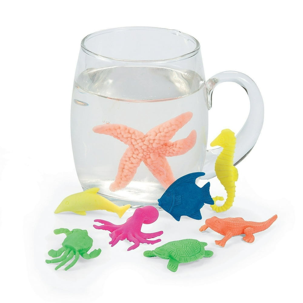 Growing Animals Sea Life Pack Of 12 Creatures Figures, 1.25" To 2