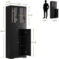 thumbnail image 2 of Space-Saving 67 Inch Bathroom Linen Cabinet,Freestanding Tall Storage Tower with Adjustable Shelves & Glass Doors for Bathroom, Kitchen, Hallway Organization (Black), 2 of 7