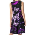 thumbnail image 2 of Glowing Butterfly Purple Background Spring Summer Dresses for Women Fashion T-shirt Dress Casual Sleeveless Loose Sundress with Pockets, 2 of 5