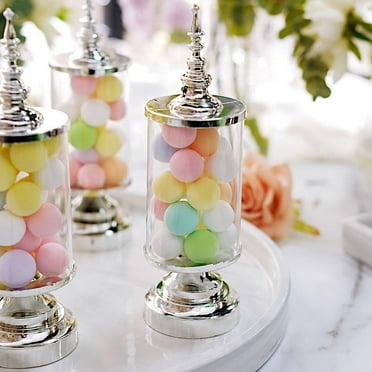 BalsaCircle 6 Silver Clear 7" Mini Jars Lids Favor Holders
