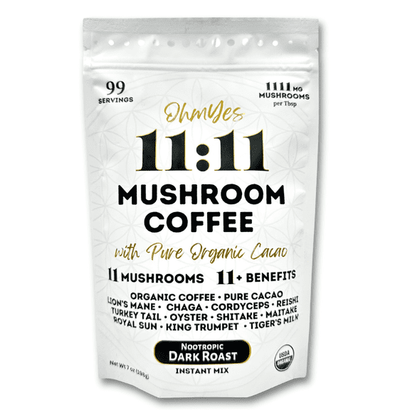 Organic Mushroom Coffee with Cacao – 11x Adaptogenic Mushrooms for Focus, Clarity & Energy – Lion’s Mane, Reishi, Chaga   Nootropic Superfood by OhmYes (7oz) - 99 Servings