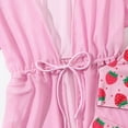 thumbnail image 5 of GYRATEDREAM Girls 3 Piece Bikini Swimsuit Set Kids Cute Strawberry Print Bathing Suit with Quick Dry Kimono Coverup Rose Red for 7-12Y, 5 of 6