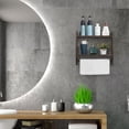 thumbnail image 6 of OYEAL 2-Tier Wood Towel Holders for Bathroom, Wall-Mounted Bathroom Shelf with Hanging Towel Bar, Rustic Brown Storage Organizer for Home., 6 of 6