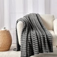 thumbnail image 3 of Bourina Flannel Fleece Throw Blanket for Couch Sofa Bed, Lightweight Warm Soft and Decorative, 50" X 60", Gray, 3 of 6