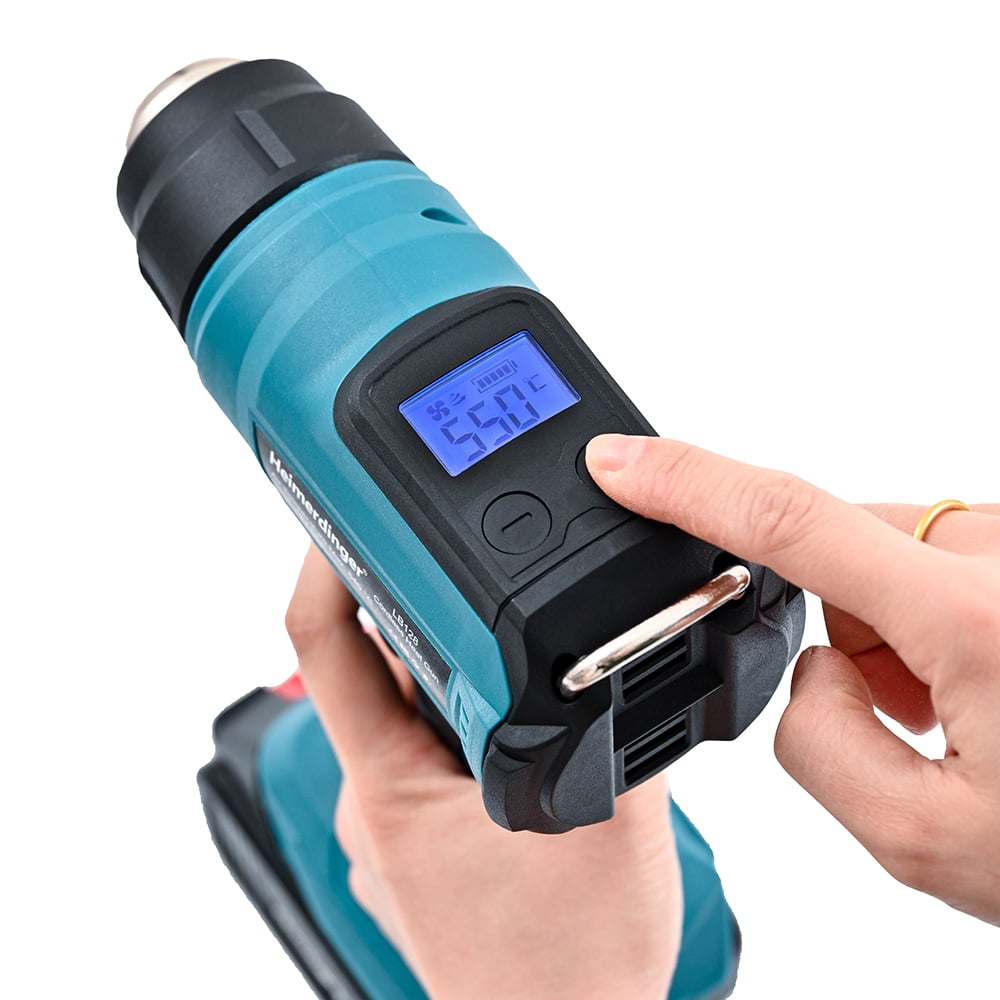 18V Heat Gun Shrink Wrapping Tool Hot Air Gun Air Dryer Soldering Thermal Blower with LED display, Tool only, No battery ,Variable Temperature