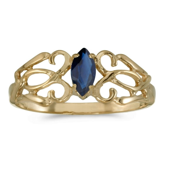 10k Yellow Gold Marquise Sapphire filigree Ring