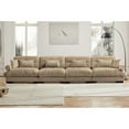 thumbnail image 7 of 166" Modular Sectional Sofa Cloud Couch, Comfy Velvet Deep Seat Couch with Round Bolster Armrests, Waist Pillow and Throw Pillows for Living Room Bedroom Apartment Office, Camel, 7 of 7