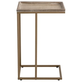 Open Box COZAYH Farmhouse C End Table - Woven Rattan Tray Top