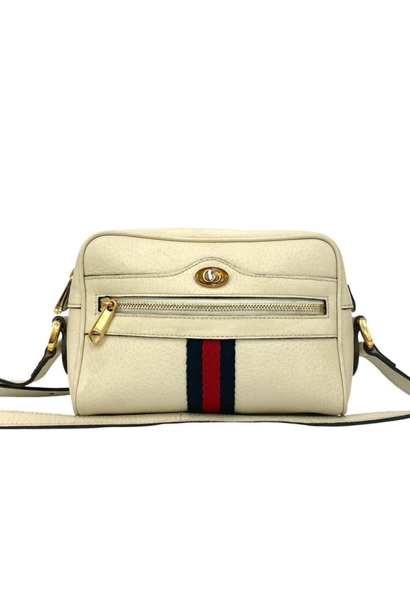 Pre-Owned GUCCI Ophidia Sherry Line Leather Mini Shoulder Bag/Pochette in Ivory,... (Good)