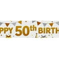 thumbnail image 3 of Glittery Gold Happy 50th Birthday Banner Background Party Decoration Photo Backdrop for Birthday Party Celebrations Photography Props Supplies, 3 of 7