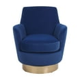 thumbnail image 3 of Hassch 360° Velvet Swivel Barrel Chair with Gold Iron Base, Modern Accent Leisure Armchair for Bedroom, Living Room, Reading Nook (Navy), 3 of 8