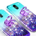 thumbnail image 4 of Compatible for LG Stylo 4 Q710 Case, LG Q Stylus Case, SOGA Rhinestone Floating Liquid Quicksand Cover Cute Phone Case with Embedded Metal Ring for Magnetic Car Mounts and Lanyard - Teal / Purple, 4 of 5