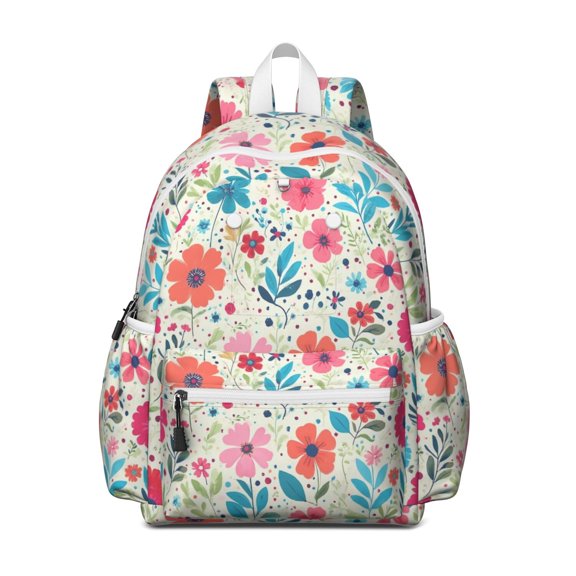 Pioneer Flower Backpack for School,Cute School Bag,Schoolbag with Adjustable Shoulder Straps & Padded Back,13.4"x11"x4.7"