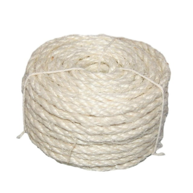 serony Cat Scratcher Post Handmade 3 Strands Linen Heavy Twisted Rope Duty Sisal 6mmx20M White 6mmx20m
