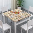 thumbnail image 3 of Colorful Mushroom Botanical Beige Pattern Square Fitted Tablecloth with Elastic Edge,Square Table Cover,Washable Elastic Table Cover for Home Kitchen Party Decor 34"x34", 3 of 6