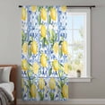thumbnail image 4 of Yellow Lemon Sheer Curtains 54 Inches Long, Botanical Spring Leaves Abstract Blue Tile Light Filering Curtains, Breathable Simi Curtain Privacy Drapes for Kitchen Bathroom Small Window Treatment, 4 of 9