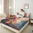 thumbnail image 4 of Feelyou Kawaii Robin Bird Bed Sheets for Teen, Dreamy Cherry Blossoms King Sheets, Farmhouse Lake Sheet Set, Breathable Home Decor, 4-Piece, 4 of 7