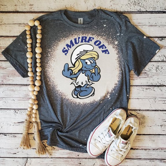 Smurfette 80's Vintage Smurf Cartoon Bleached T-Shirt