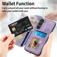 thumbnail image 3 of SaniMore for Samsung Galaxy S23 Wallet Case, [RFID Blocking] Elastic Card Slot Vehicle Magnetic PU Leather Ring Holder & Lanyard Stand Money Pocket Cover for Samsung S23 5G, Purple, 3 of 12