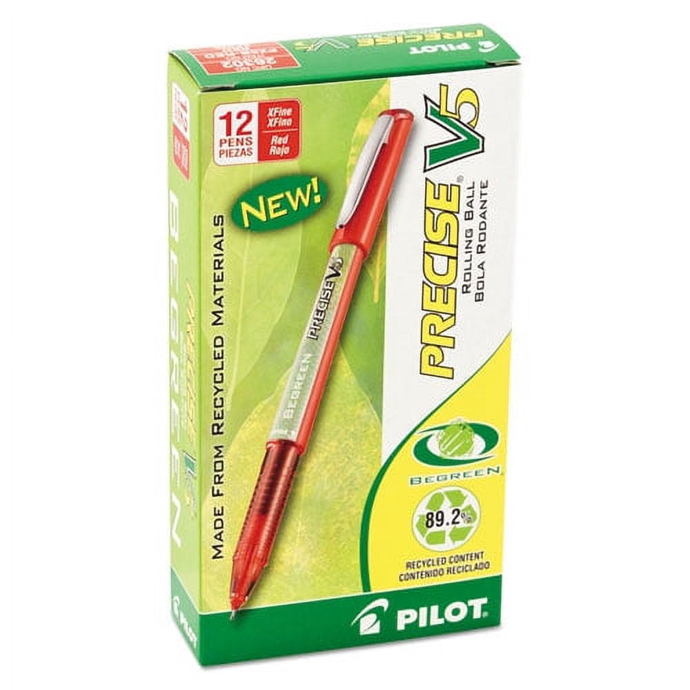 Precise V5 Begreen Roller Ball Pen, Stick, Extra-Fine 0.5 Mm, Red Ink, Red Barrel, Dozen | Bundle of 5 Dozen