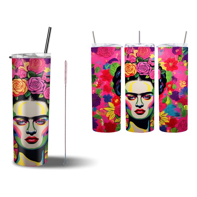 Termo Tumbler SVART 20 oz diseño Frida Kahlo estilo arte urbano MD1