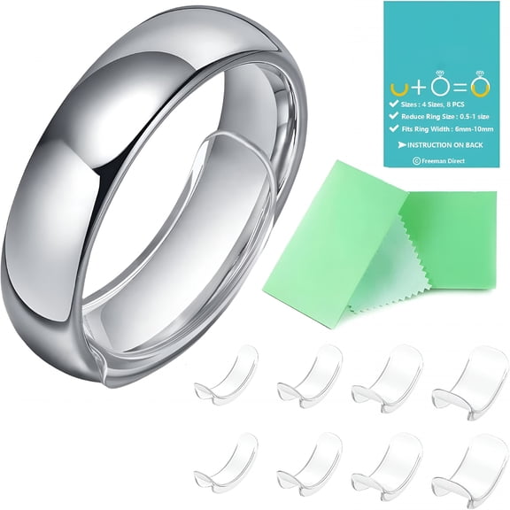 DESIGNICE Invisible Ring Size Adjuster for Loose Rings Ring Adjuster Fit Wide Rings with Jewelry Polishing Cloth