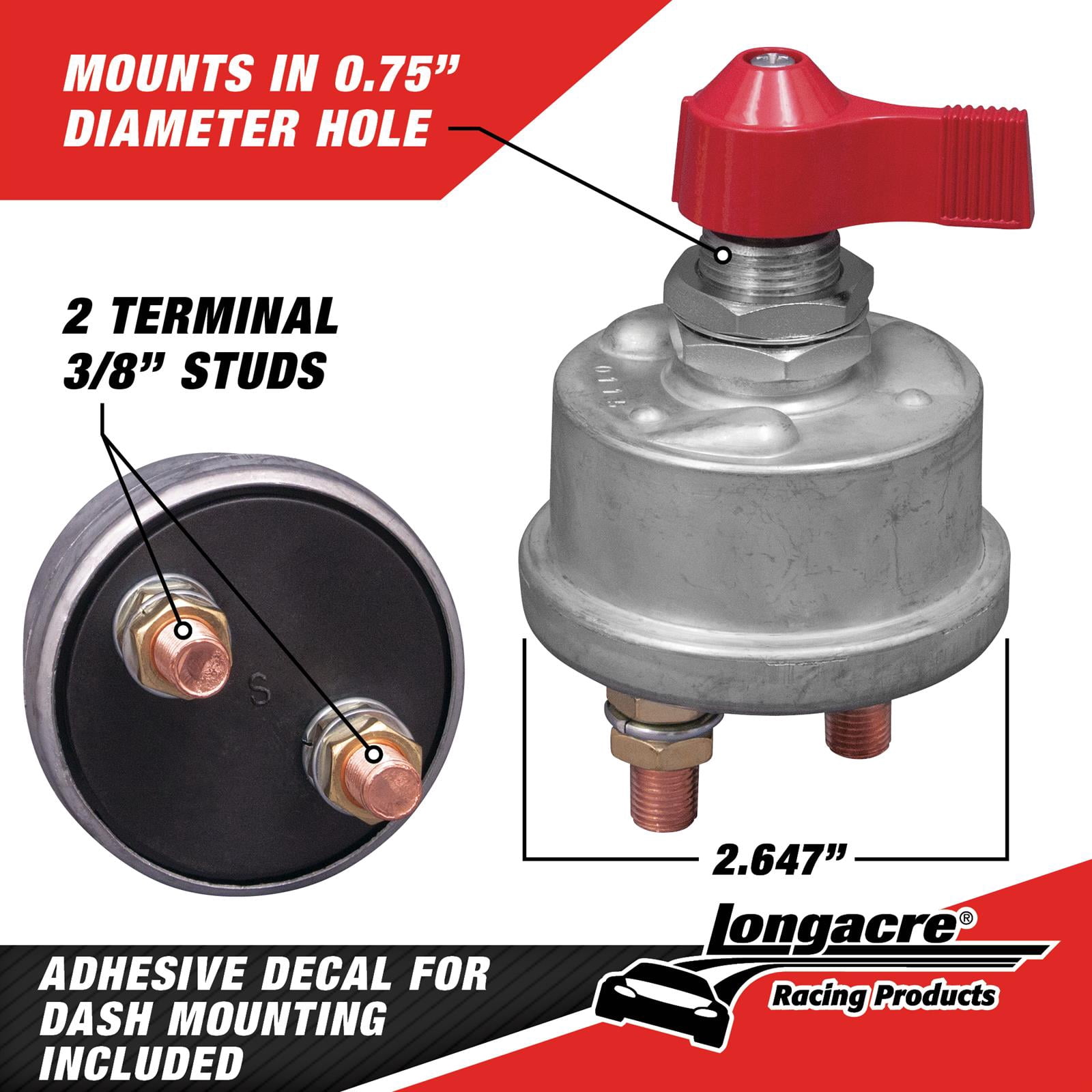 Longacre® 52-45750 Battery Disconnect Switch - 2 Terminal