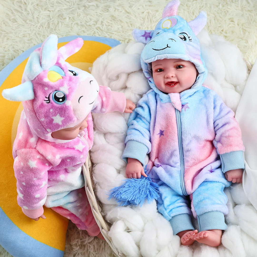 BABESIDE 17 Inch Lifelike Baby Dolls Twins Boy Girl Soft Vinyl Real Life Baby Dolls with Clothes and Toy Gift for Kids Age 3+