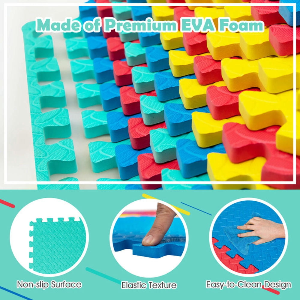 Spaco 12 Pieces Puzzle Interlocking Flooring Mat with Anti-slip and Waterproof Surface, Playmate for Baby for Toddler Infant 0-3-6-9-12 Months