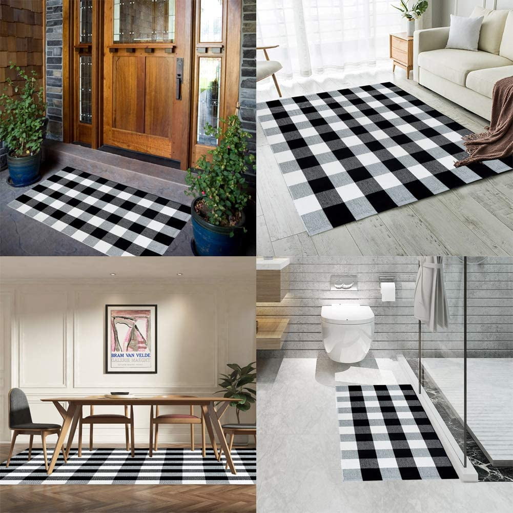 Buffalo Check Rug Black White Checkered Carpet Buffalo Plaid Rugs 4 x 6