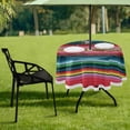 thumbnail image 7 of Coolnut 60" Mexican Serape Stripes Colorful Outdoor Round Tablecloth, Waterproof Stain-Resistant Non-Slip Circular Tablecloth with Umbrella Hole and Zipper for Tabletop Backyard Party BBQ Decor, 7 of 7