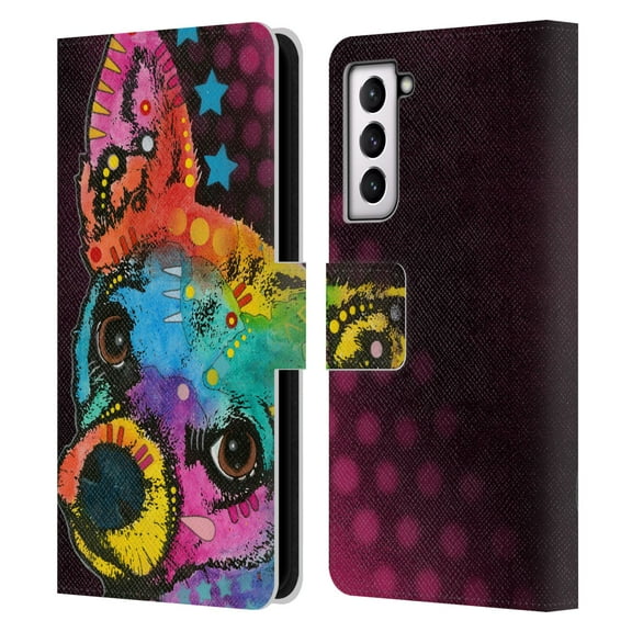 Head Case Designs Officially Licensed Dean Russo Dogs Pop Chihuahua Leather Book Wallet Case Cover Compatible with Samsung Galaxy S21 5G