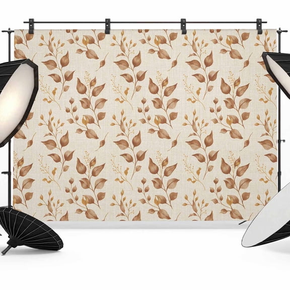Brown Fall Leaves Backdrop for Photography, Fabric Photo Background Backdrop, Vintage Farmhouse Leaf Plants Photo Booth Background for Portrait Photoshoot Video Wedding Studio Decoration Banner 7x5ft