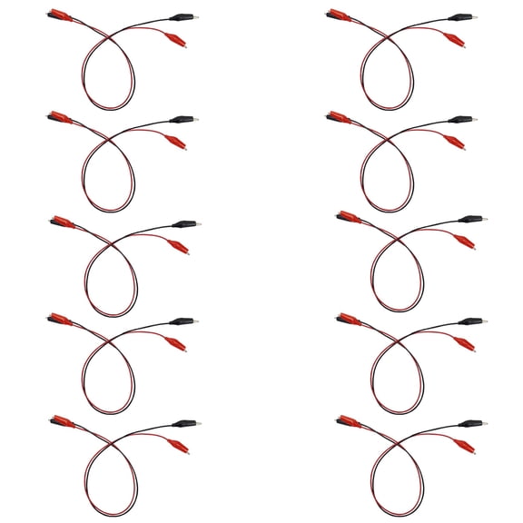 Connector Cords, Alligator Clips on Both Ends. 24 inches long. Sold as a pairs of one red and one black. This product has 10 pair per pack.