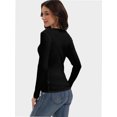 thumbnail image 2 of Womens Long Sleeve Stretch Crew neck T-Shirt Fitted Casual Basic Tops, 2 of 6