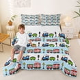 thumbnail image 2 of Castle Fairy Playful Railroad Train Full Size Comforter Sets 3 Pieces for Toddlers, Cute Carriage Print Bedding Sets for Bedroom, Light Blue, 2 of 6
