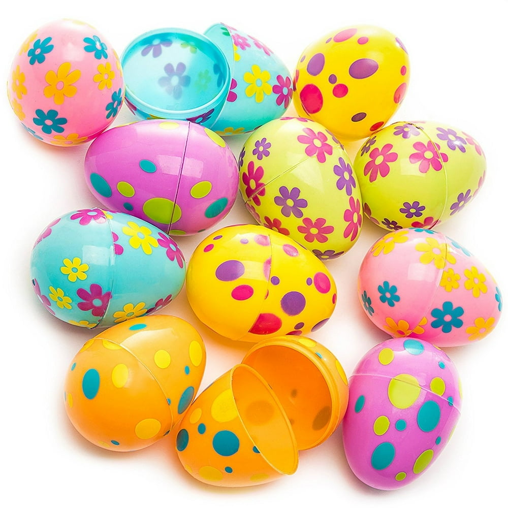 Printed Pastel Plastic Easter Eggs 3 Inches Assorted Colorful Eggs