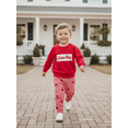 thumbnail image 4 of BemeyourBBs Toddler Baby Boys Girls Valentines Day Outfit Fall Winter Spring Clothes Lover Boy Embroidery Long Sleeve Pullover Crewneck Sweatshirt Heart Plaid Pants Cute 2Pcs Clothing Set, 4 of 9