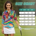 thumbnail image 7 of Uorisanigo Colorful Hippie Flowers Athletic Polo Workout Tops for Women Fashionable Zipper Neck Quick Dry Athletic Polo Shirts Stylish 3/4 Roll Sleeve Outing Wear for Workout Sports, 7 of 7